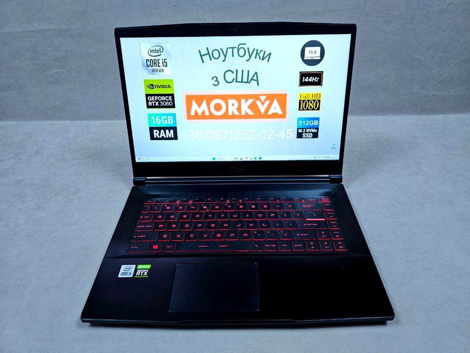 Ігровий ноутбук MSI Thin/144Hz/i5-10500H/RTX 3060/16GB/USA/Гарантія!