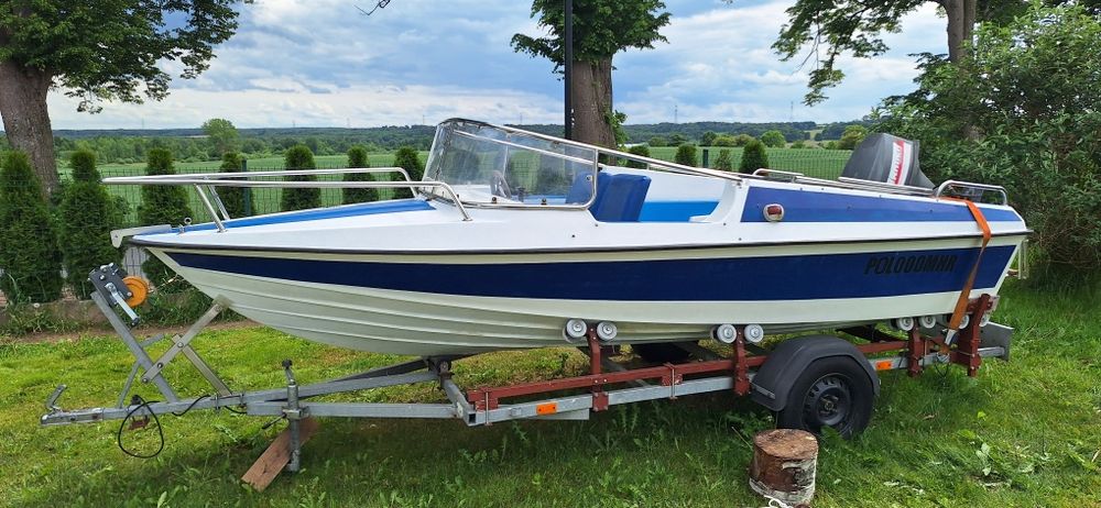 Łódź motorowa wędkarska 4,95 m + Mariner 40 KM + przyczepka