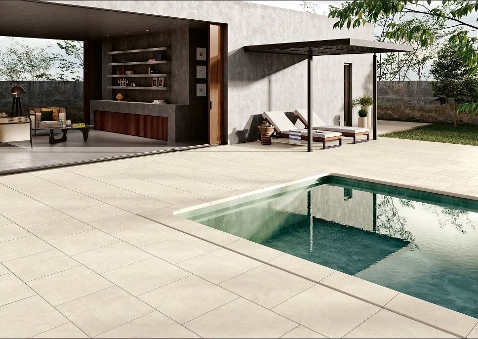 10m pavimento Cerâmico deck Piscina + 10 peças Bordadura Sahara