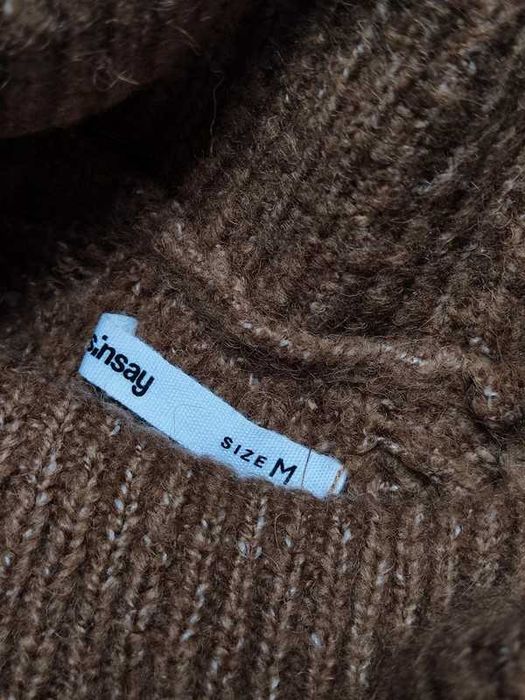 Sweter sweterek golf wełna wełniany brązowy 38 M Sinsay oversize