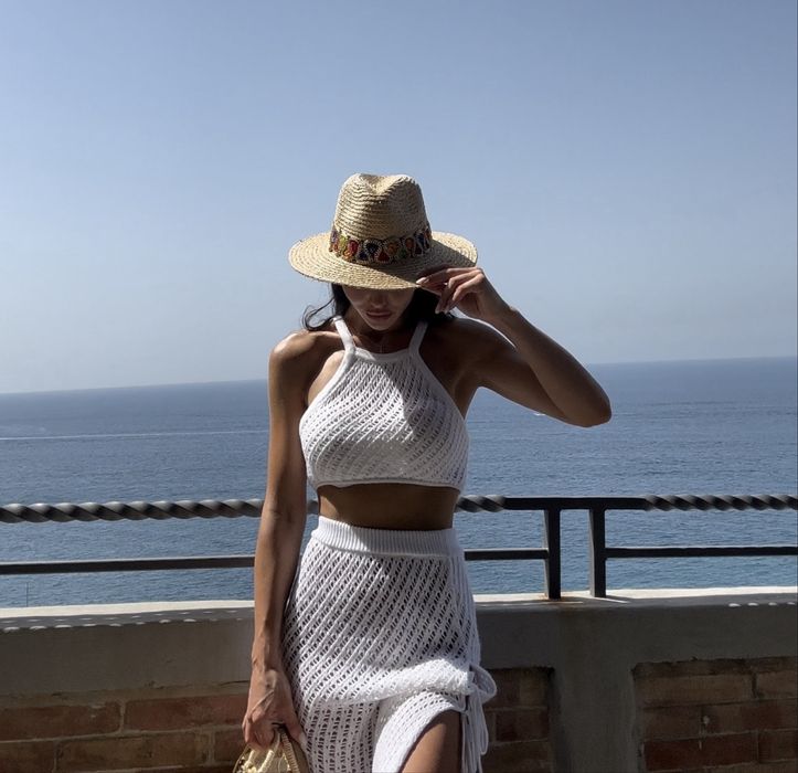 Шляпа соломенная канотье  в стиле багинский twinstyle