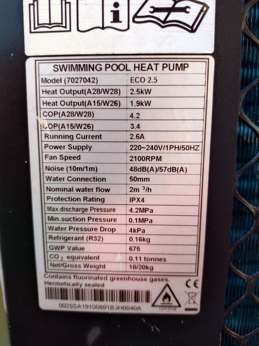 Pompa ciepła do basenu ECO 2,5kw