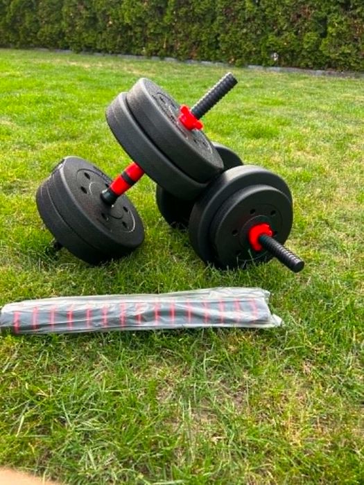 Hantle regulowane 20kg 2x10kg bitumiczne  Hantle + Sztanga Gryfy NOWE