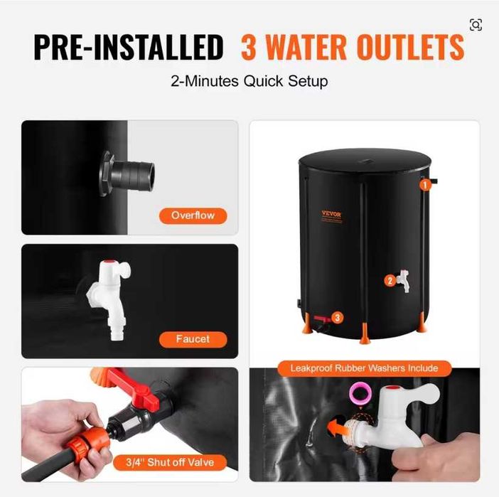 Depósito de Água Portátil / Dobrável (380 L) em PVC