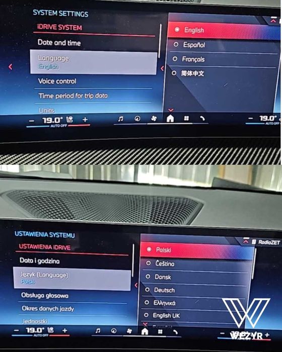 Konwersja USA EU BMW Aktualizacja map CarPlay Android Auto EVO MGU
