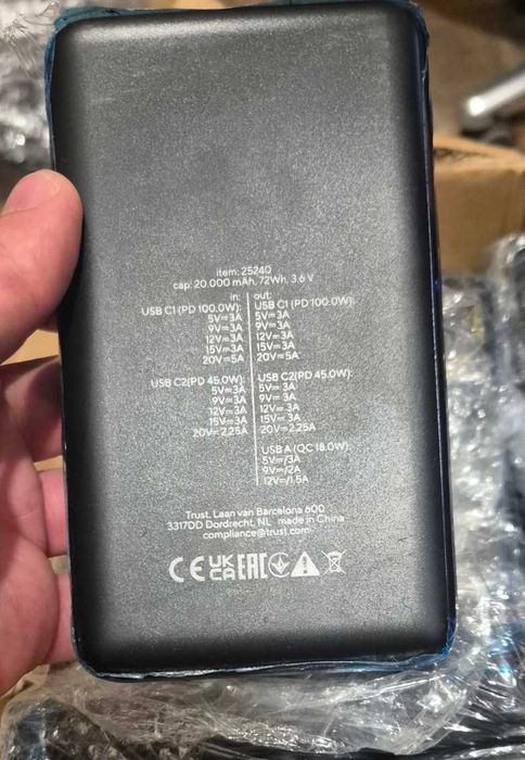 Потужні павербанки 100W Trust Laro 20000 mAh (USB-C Power Delivery) — для ноутбука, смартфона. Гарантія 6  місяців!