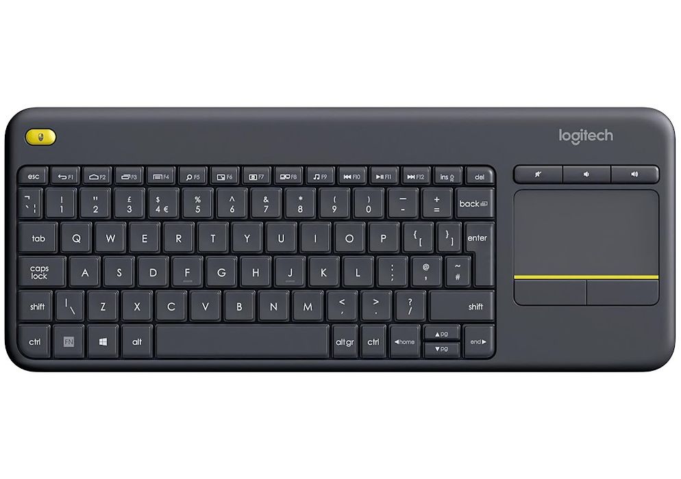 Бездротова компактна клавіатура з тачпадом Logitech K400 Plus Wireless Touch Black Italiano (мембранні клавіши, USB-приймач, італійська розкладка)