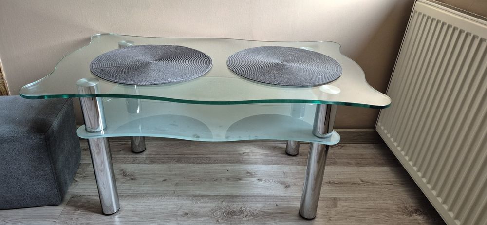 Stolik szklany, ława