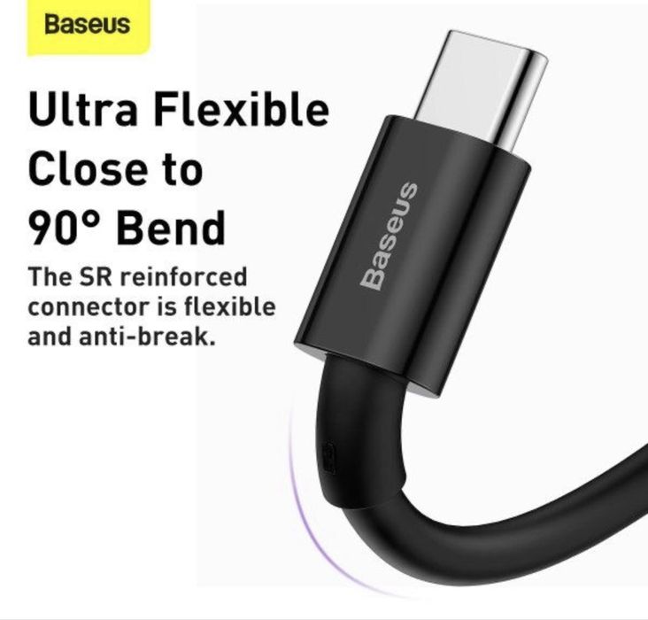 Кабель Baseus з чіпом USB to Type-С 6А / 66W / 100см Швидка Зарядка