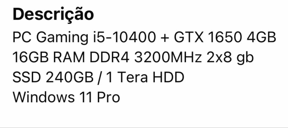 Vendo pc gamer e teclado/rato