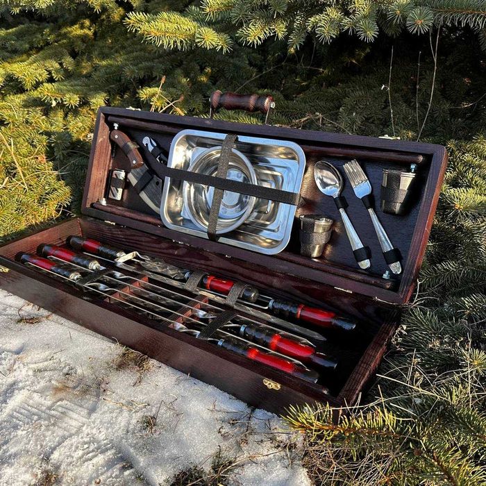 Набір шампурів в кейсі  шашличний набір   подарунок чоловіку   КВАРТЕТ