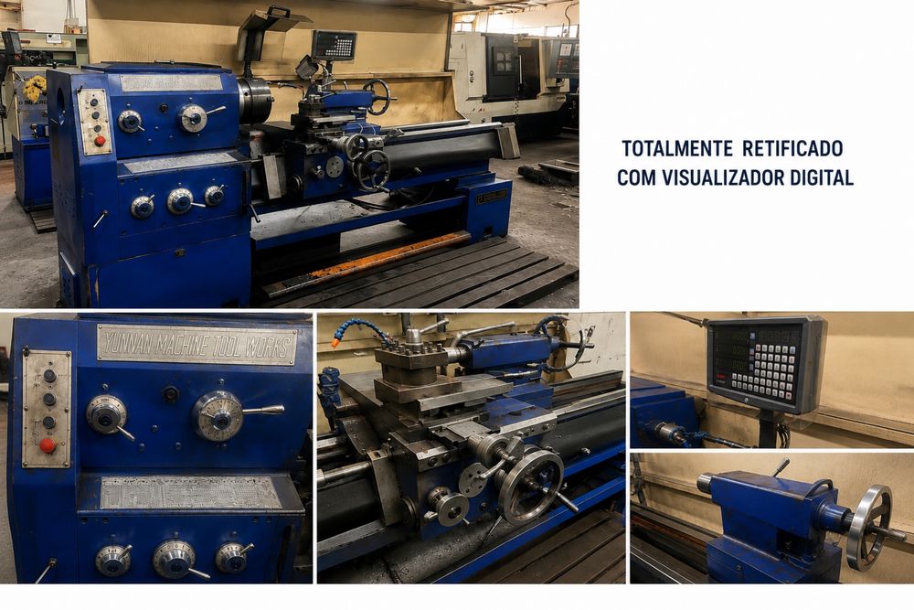 Torno Mecânico C6250B × 1500 – Totalmente Retificado com Visualizador Digital