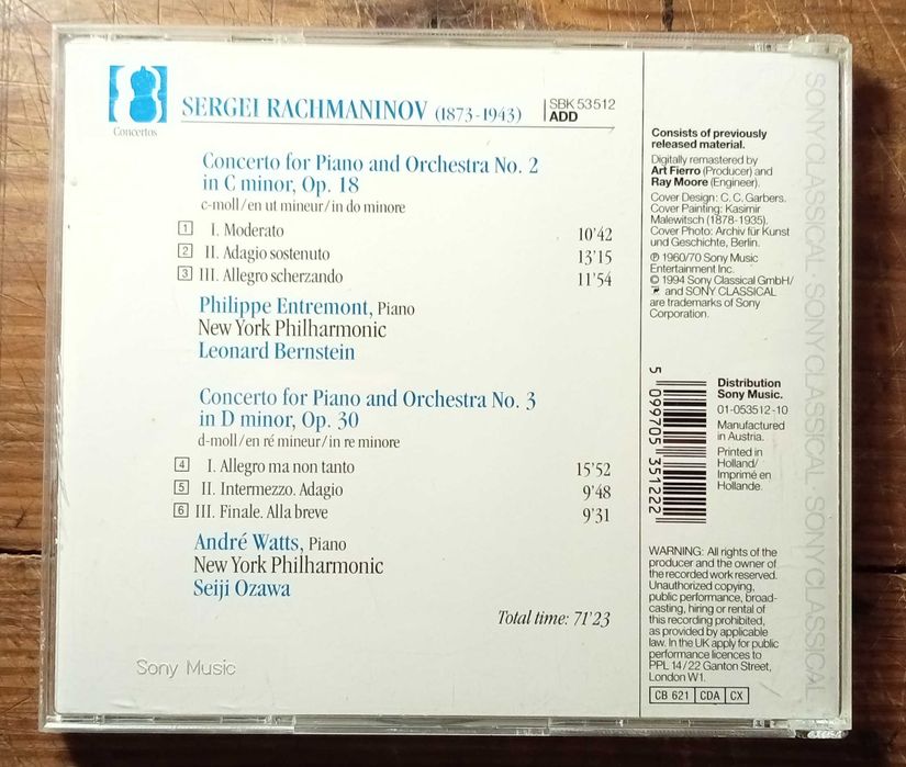 Rachmaninov - Piano Concertos 2 & 3 (Entremont, Bernstein) Sony CD