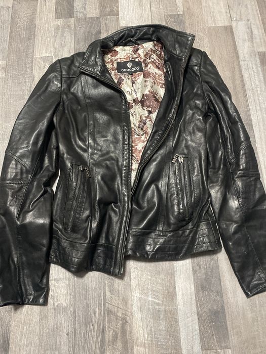 Шкіряна куртка вінтажна, шкіряний жакет, бомбер приталений