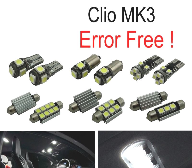 KIT COMPLETO 15 LAMPADAS LED INTERIOR PARA RENAULT CLIO III MK3. GRANDTOUR 06-12