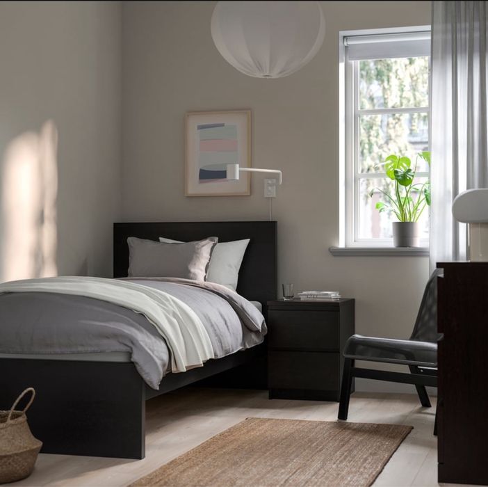 Łóżko ikea malm ciemnybrąz + materac ikea Myrbacka + dostawa