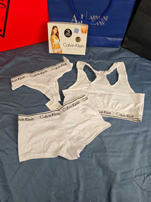 Damska bielizna 3pak Calvin Klein kolory majtki stanik premium S-XXL