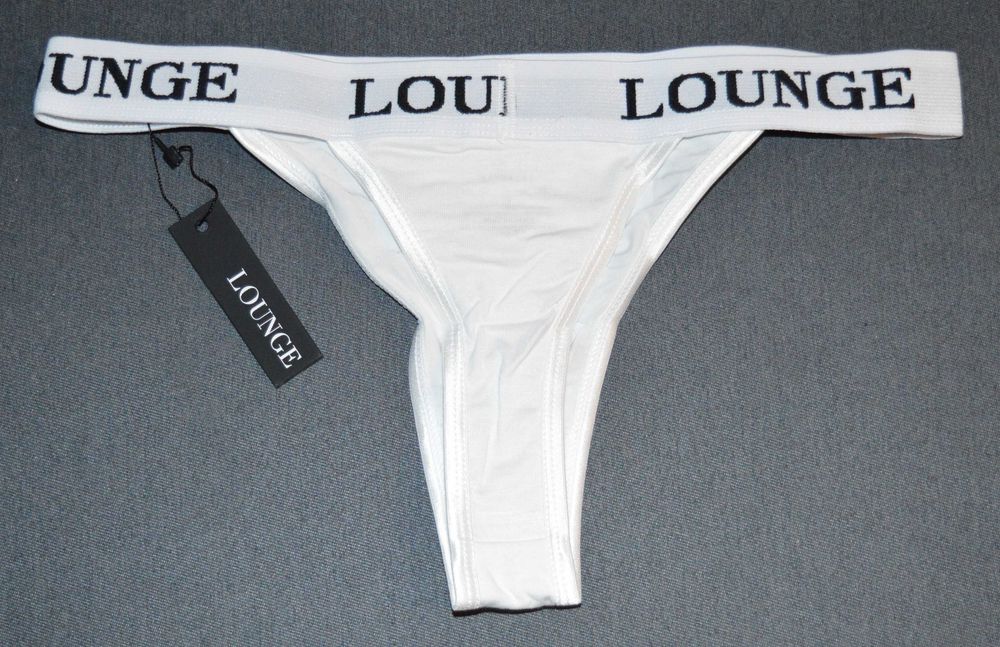 Lounge - Bamboo Triangle Thong - All White – S