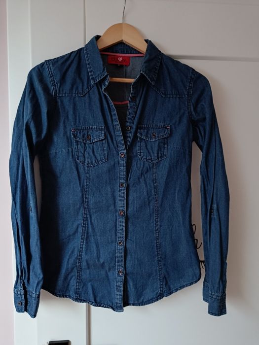 Jeansowa koszula Cropp podwijane rękawy 34 36
