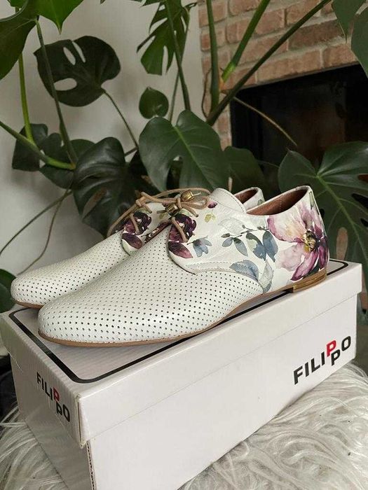 Oksfordki skórzane kwiaty Filippo