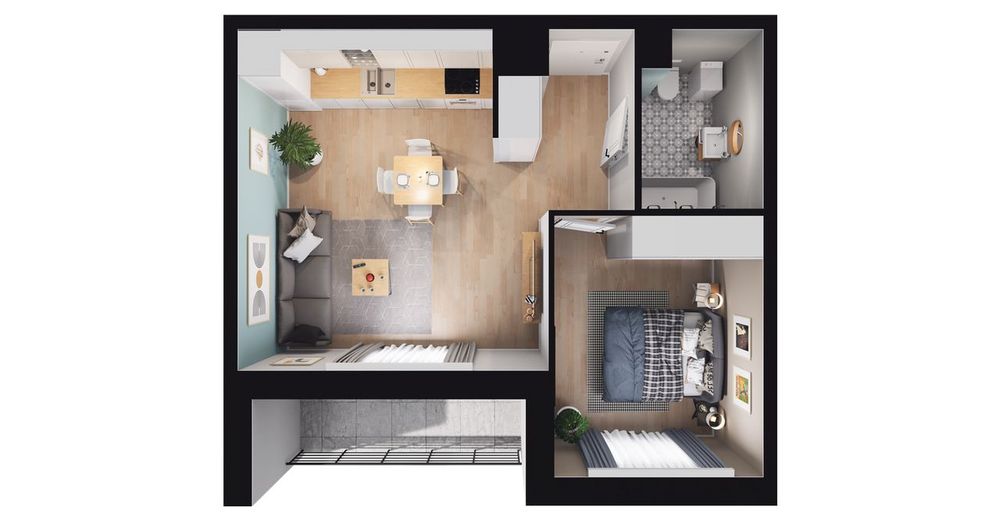 2-pokojowe mieszkanie 38 m² + loggia - Widok 3