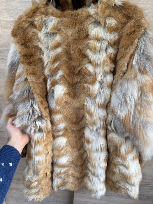 Futro z lisa lis płaszcz futrzany rudy M L slavic girl prl moda polska
