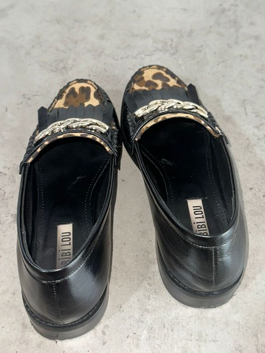 Bibi Lolu mokasyny z panterą loafersy 37 czarne