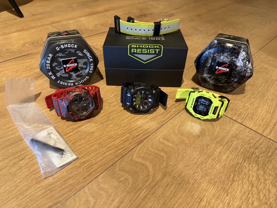 ZESTAW / kolekcja 3 x CASIO G-SHOCK  ga-100CM-4AER  / ga-900E-1A3ER /  gbd-200-9ER