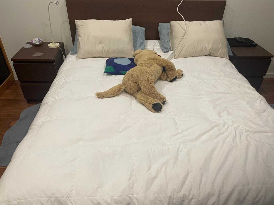 Cama com gavetas + mesas de cabeceira + colchão