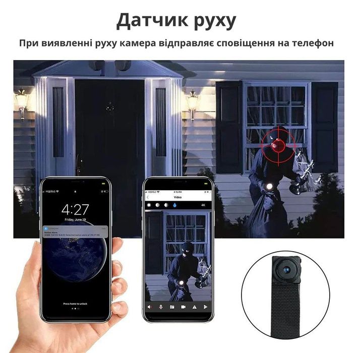 Міні прихована камера з датчиком руху WIFI. Скрытая мини камера