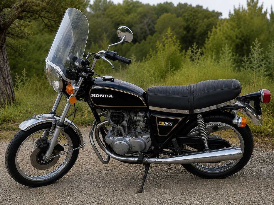 Honda, modelo CB 360, Preta, cilindrada 356, Gasolina, Motociclo