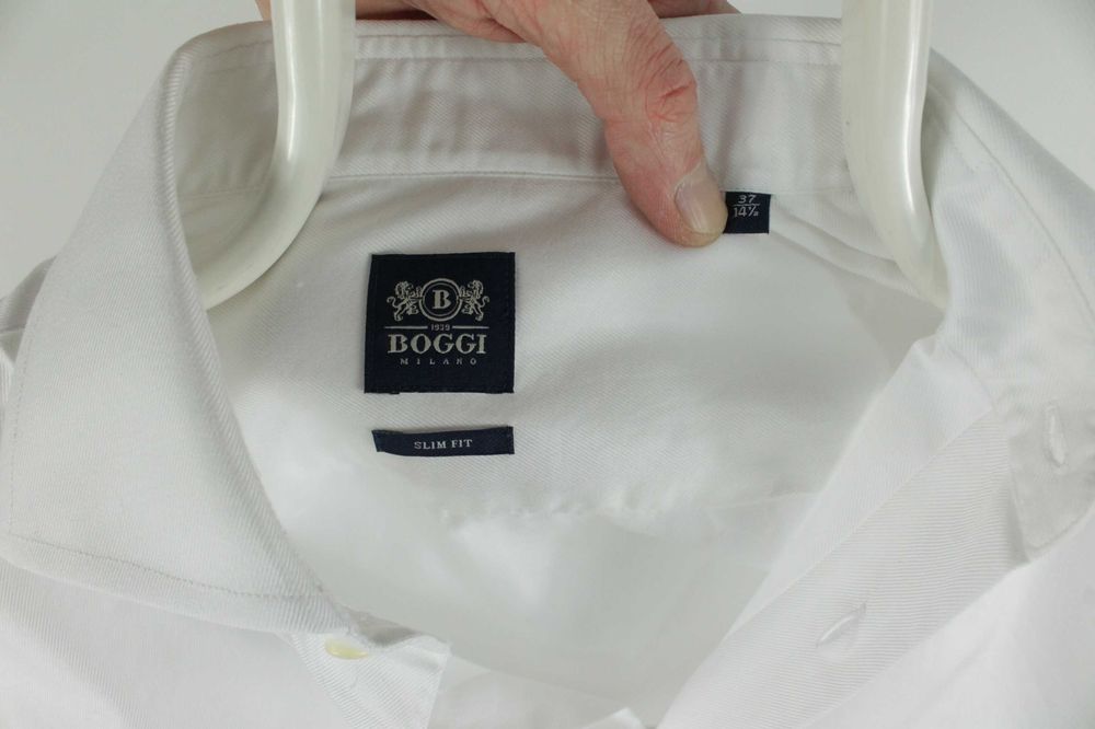 Класична білосніжна сорочка рубашка Boggi Milano White Dress Slim Fit Shirt Розмір S