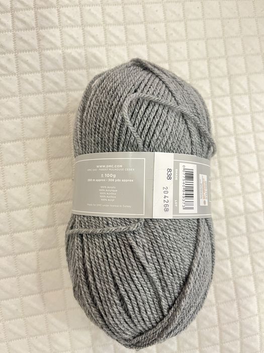 Lã de tricô cinzenta