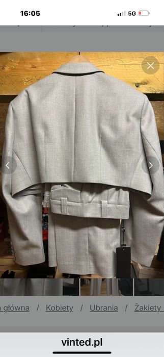 Garnitur La Mania szary/biały prążek roz. 38