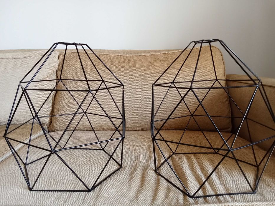2 Black Enamel Iron Ceiling Lamps