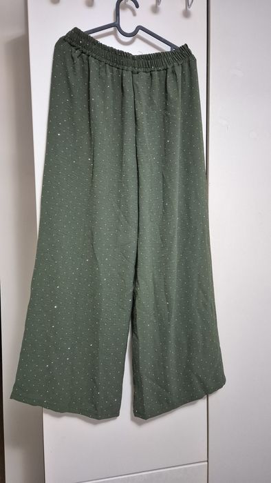 Calças pantalonas verde com brilhos L/XL