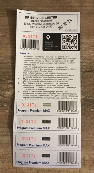 Karnet na myjnie BP Program Premium Max