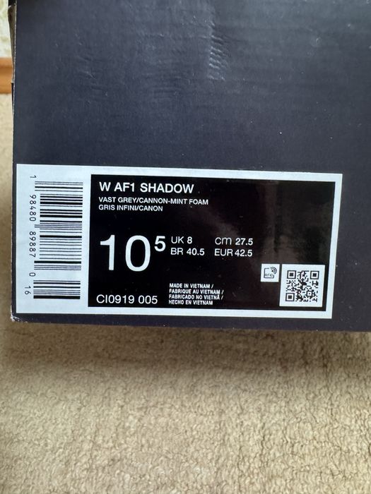 Nike Air Force 1 Shadow оригінал сіро-м'ятні