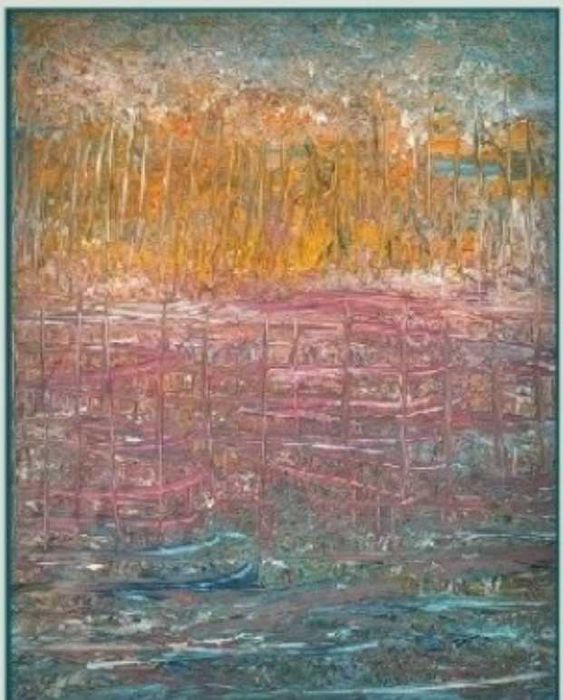 Oryginalny autorski obraz akryl. "Watery"z certyfikatem autentyczności