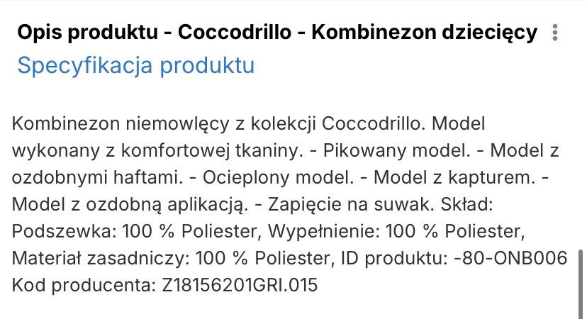 Kombinezon COCCODRILLO  68