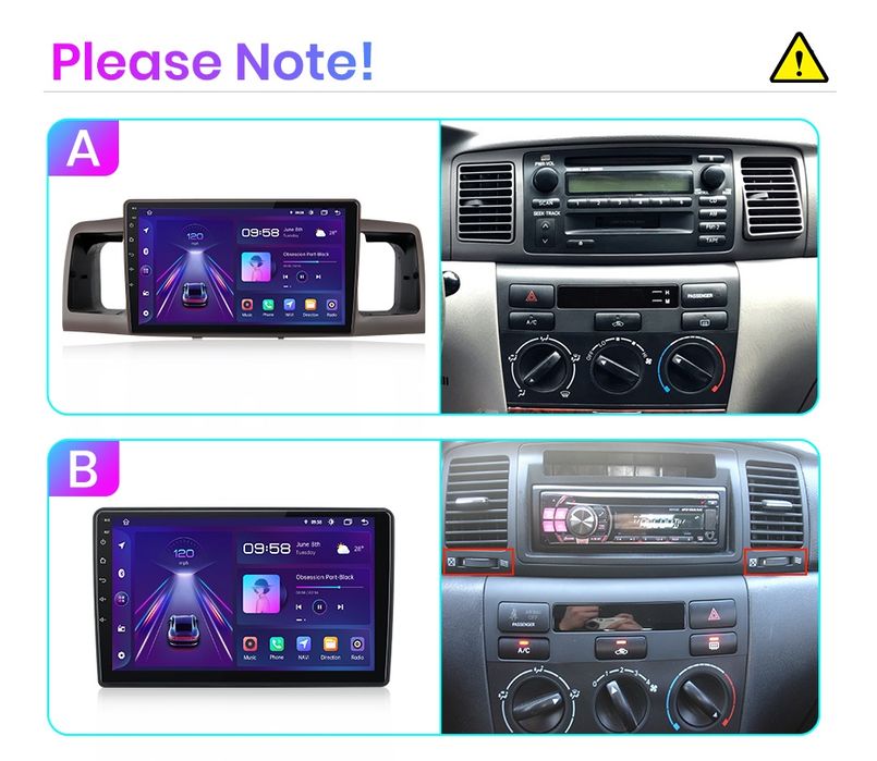 Rádio Android 9" Toyota Corolla E120 E130 Carplay GPS wifi 32GB NOVO