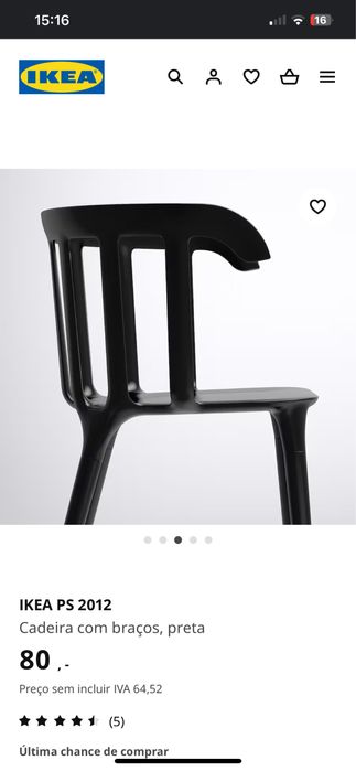 Cadeira com braços, preta