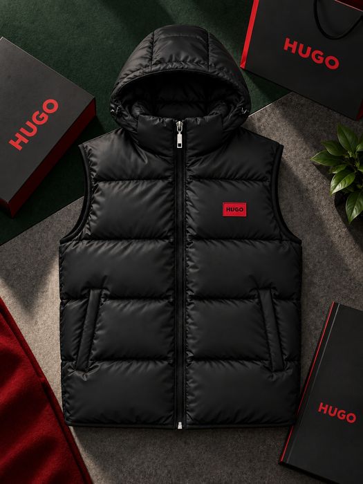 ЦЕНА БЫЛА 3000!Мужская брендовая жилетка Hugo Boss черная безрукавка ,хуго босс