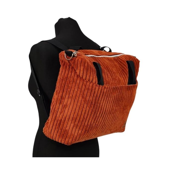 Torebka-Plecak Brązowy ze Sztruksu – 2w1 Handmade