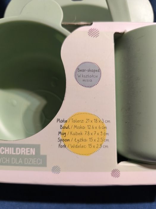 Zestaw zielonych plastikowych naczyń dla dzieci smukee