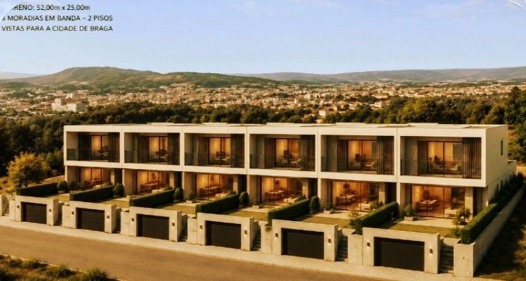 Vendo terreno  urbano para construção de moradia individual ,2 geminadas em PH, ou 3 em Banda em PH , Turiz Vila Verde Braga , exeles vistas P. Braga