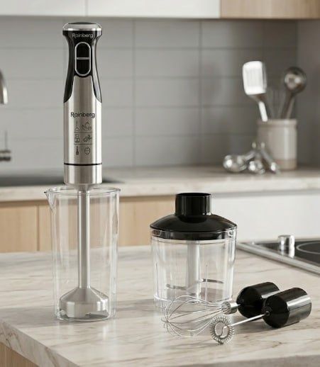 Потужний блендер 1200Вт! Ручний блендер RB-2307 Погружний Rainberg 5в1
