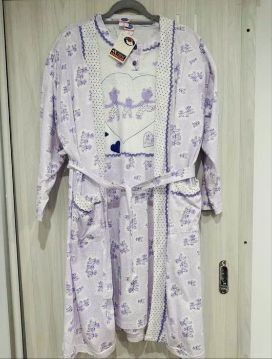 Koszula nocna szlafrok misie komplet 2w1 bawełna 100 proc 46/48