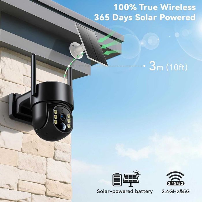 SULORON 4021-CD Kamera zewnętrzna 2K 4MP PTZ 360° + panel solarny WiFi 2,4/5 GHz