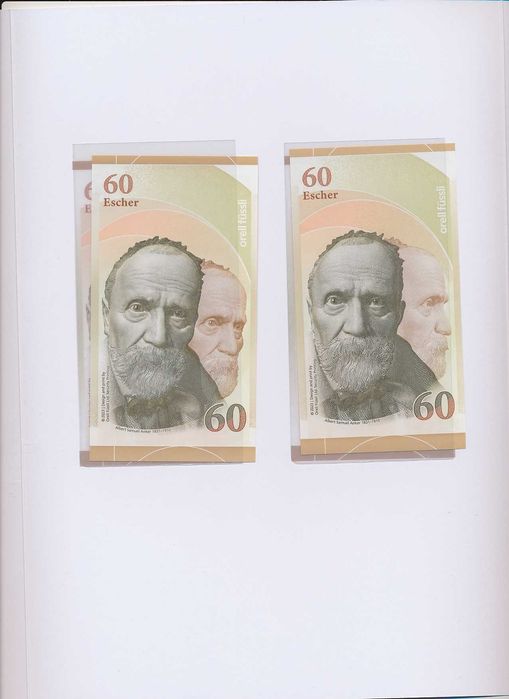 ESHER PORTRAITS - zestaw 2 banknotów testowych Orell Füssli , jak PWPW